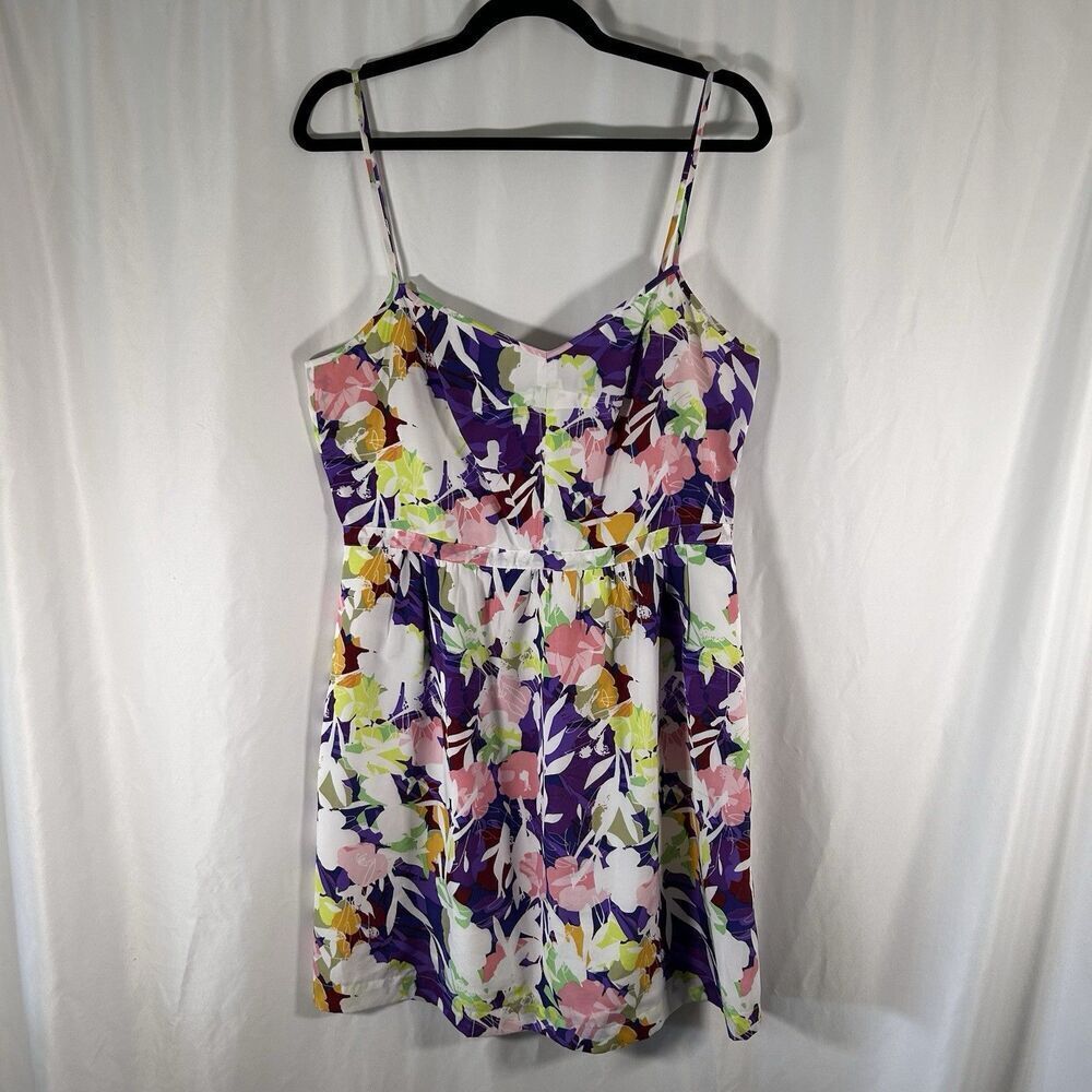 J. Crew Knee Length Dress Women's 14 Purple Floral Sleeveless Zip Back
